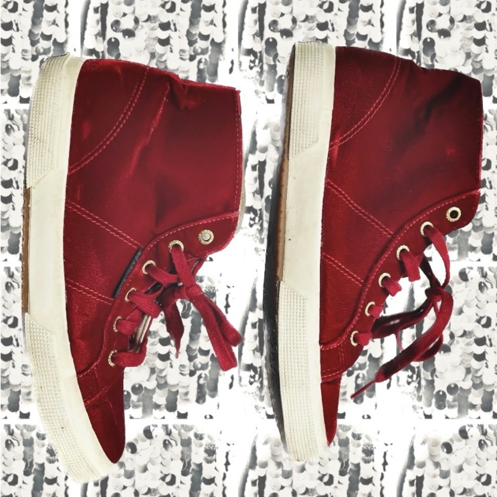 SUPERGA x The Repeller Man | 39 | Velvet Lace Up High Top Low Platform Sneakers
